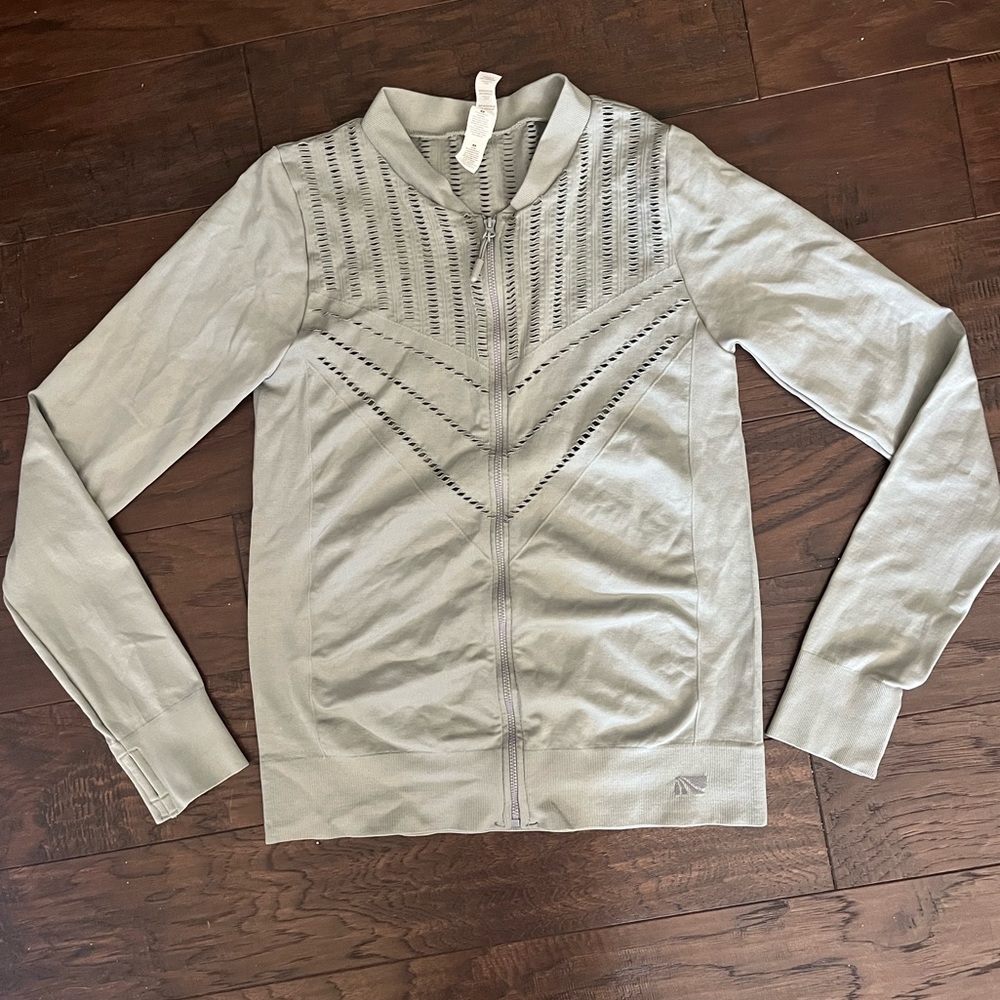 Marika Silver Bomber Jacket with Chevron Seam Design